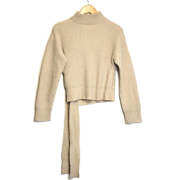 ASTR The Label Sora Mock Neck Cutout Tie Waist Sweater Cream Beige Size M - Picture 10 of 15
